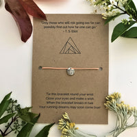Long Distance Runner’s Wish Bracelet | 'Only those who risk going too far can possibly find out how far one can go'
