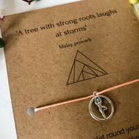 Yoga Wish Bracelet | 'A tree with strong roots laughs at storms'