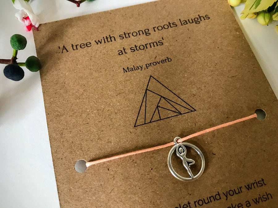 Yoga Wish Bracelet | 'A tree with strong roots laughs at storms'